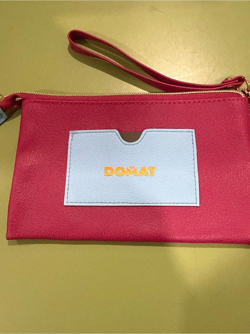 Doma Hot Pink Wristlet Clutch with Light Blue Card Pocket